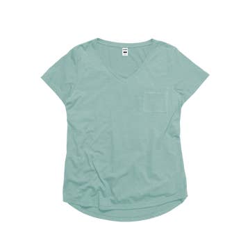 Ladies Simple V-Neck Pocket T-Shirt