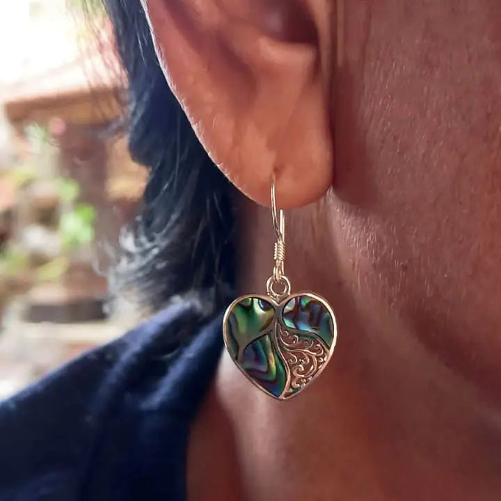 Abalone Heart Earrings - Alternatives Global Marketplace