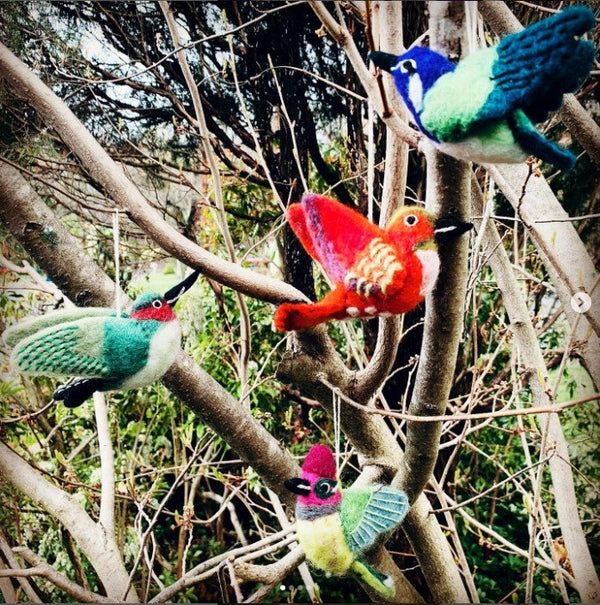 Hummingbird Sanctuary in Merino Wool (Hand store Felted Yard Art)