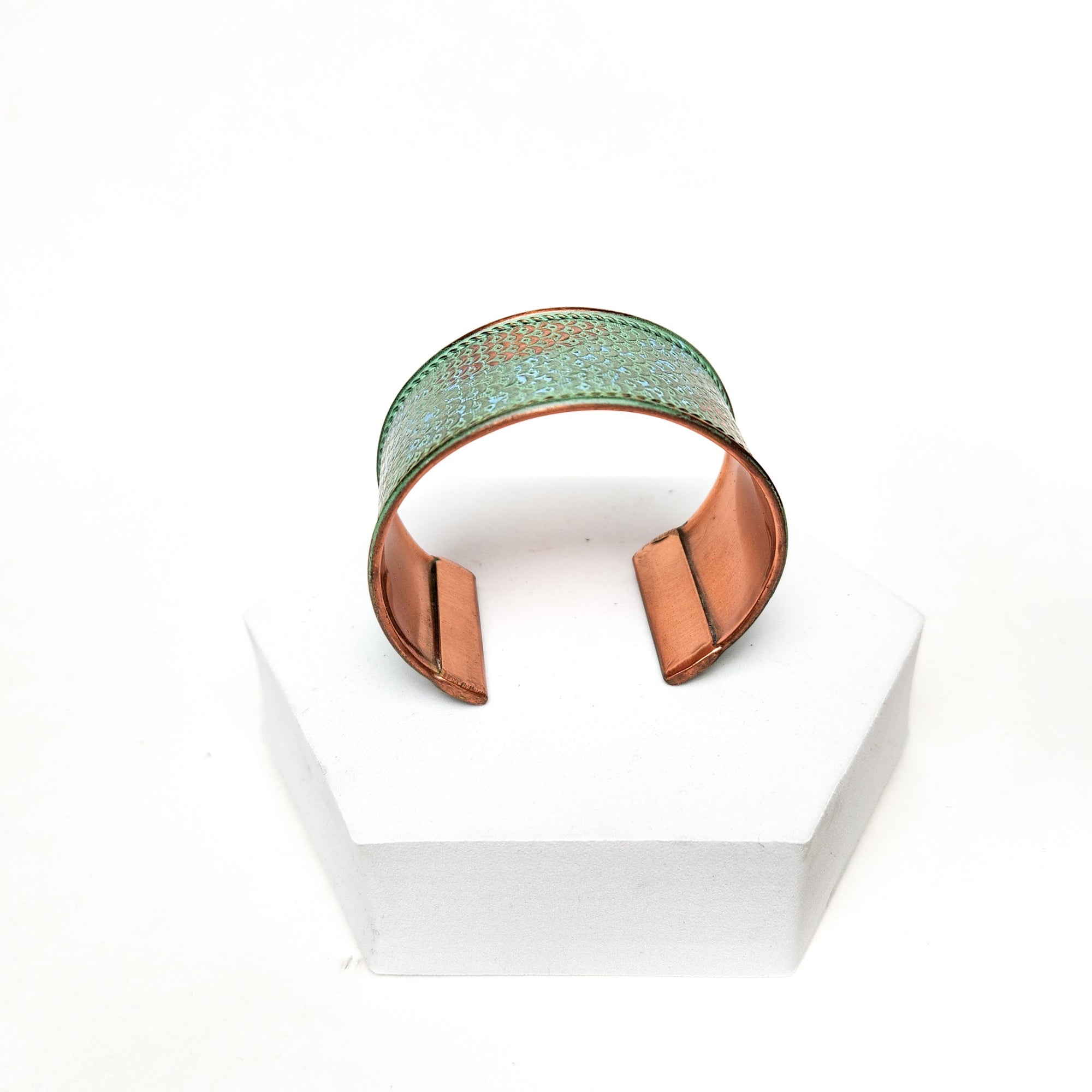 Art Deco Oxidized Brass Scaled Bracelet - Alternatives Global Marketplace