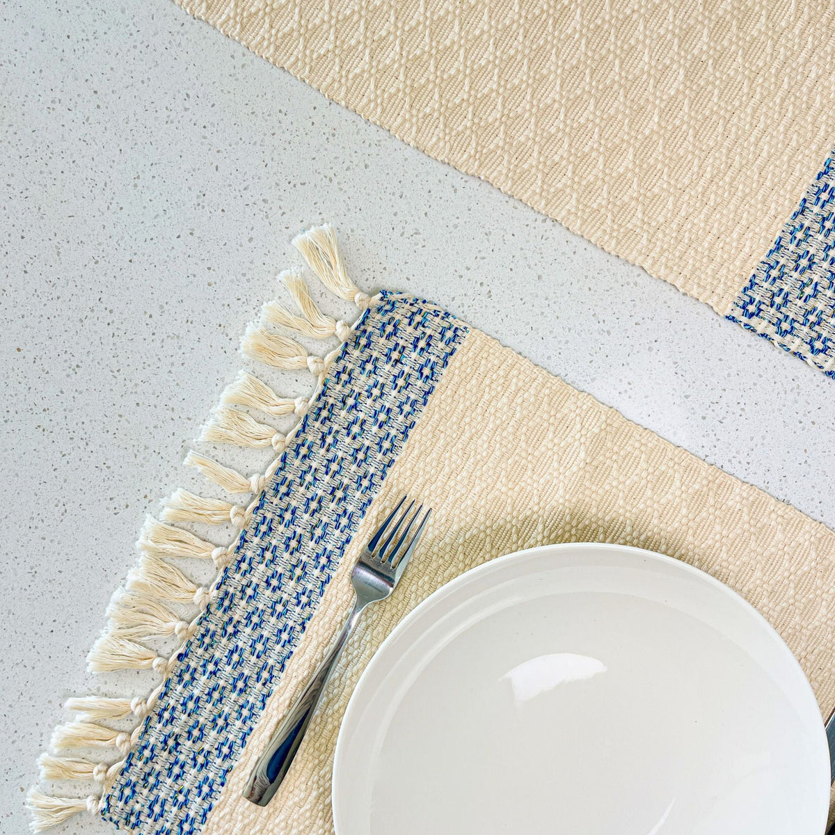 Hydrangea Blue Floral Woven Placemats