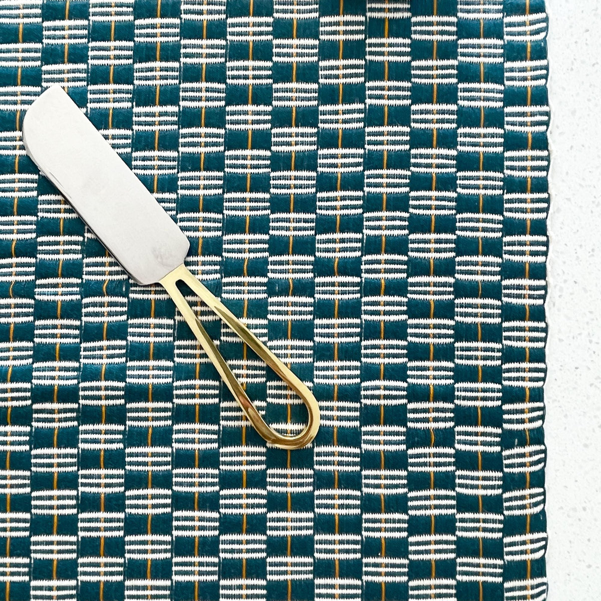 Turquoise Honeycomb Woven Table Runner