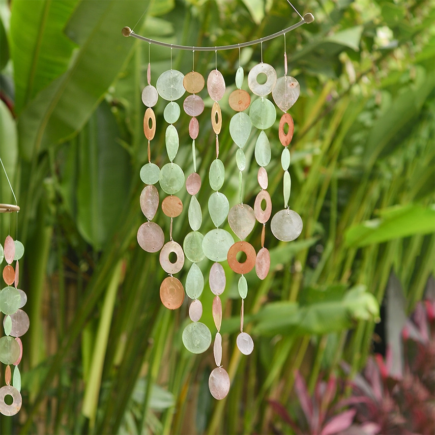 Capiz Shell Inverted Arch Chime - Bougainvillea