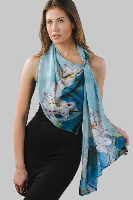 Akira Chiffon Scarf - Lotus Bloom