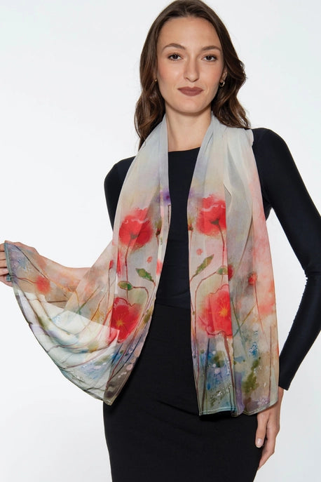 Aloka Scarf - Red Poppies