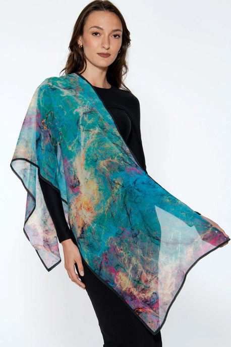 Aloka Scarf - Ocean Bloom model