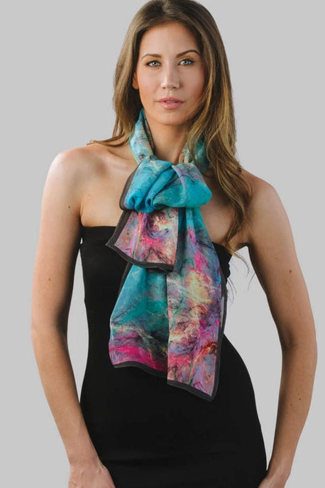 Aloka Scarf - Ocean Bloom model