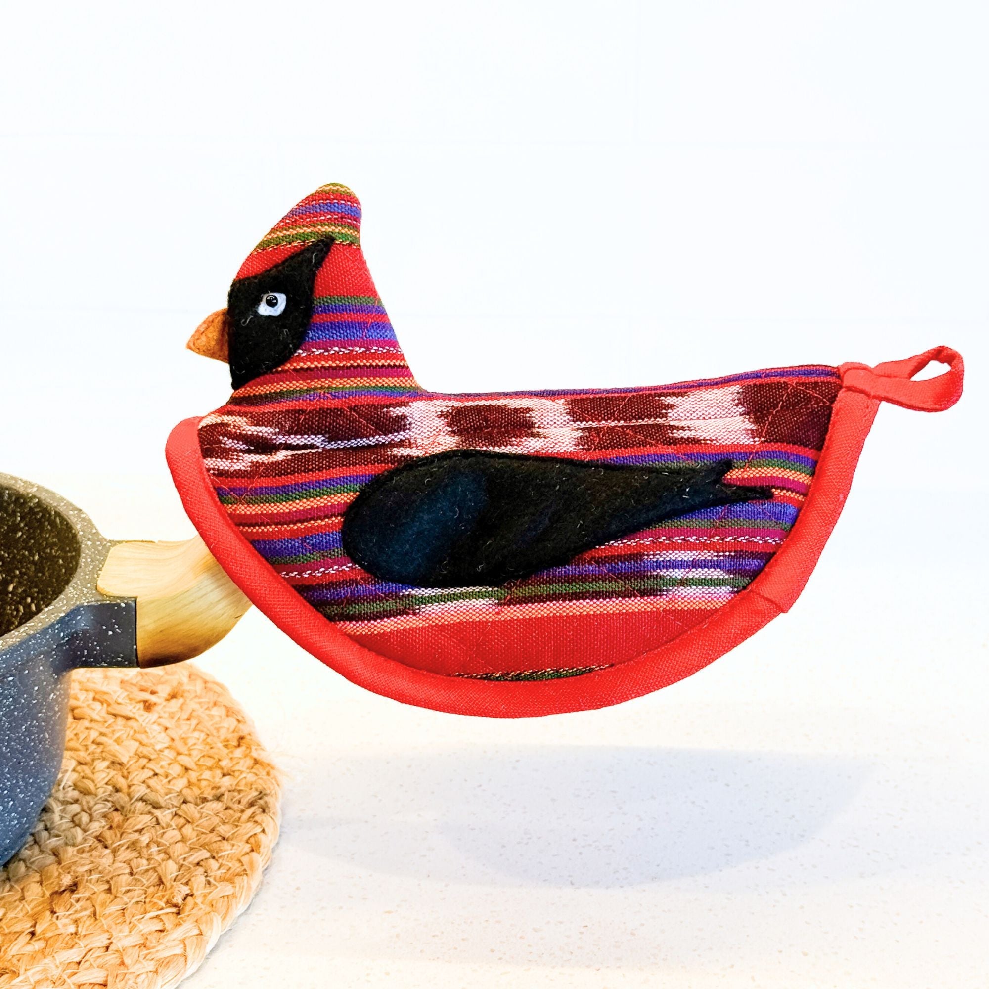 Cardinal Pot Holder On Pot