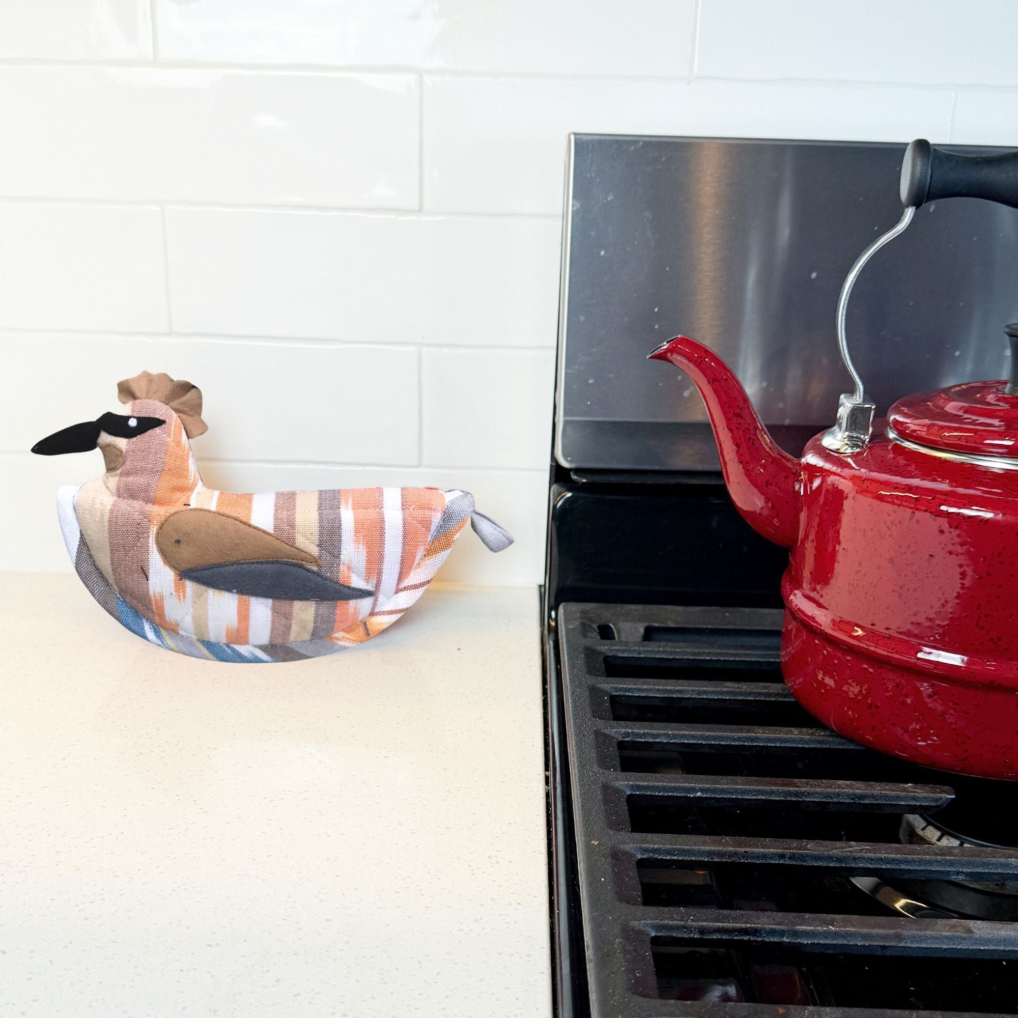 Cedar Waxwing Pot Holder On Pot