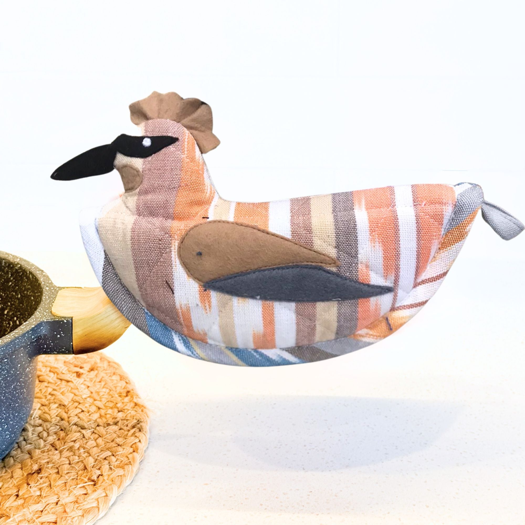 Cedar Waxwing Pot Holder On Pot
