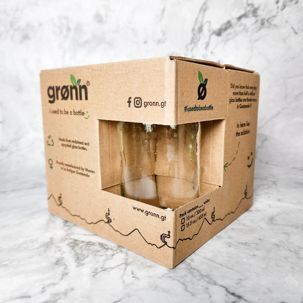 Reclaimed Clear Glass Tall Tumblers – Set of 4 In Box