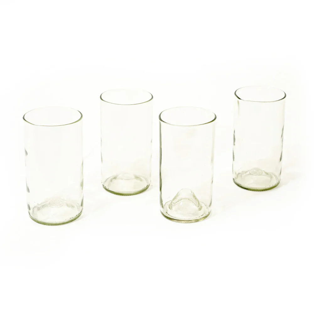 Reclaimed Clear Glass Tall Tumblers – Set of 4 In set