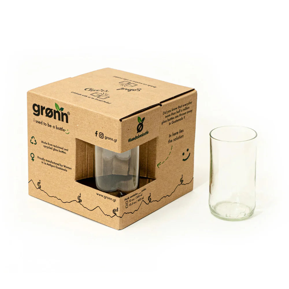 Reclaimed Clear Glass Tall Tumblers – Set of 4 in box