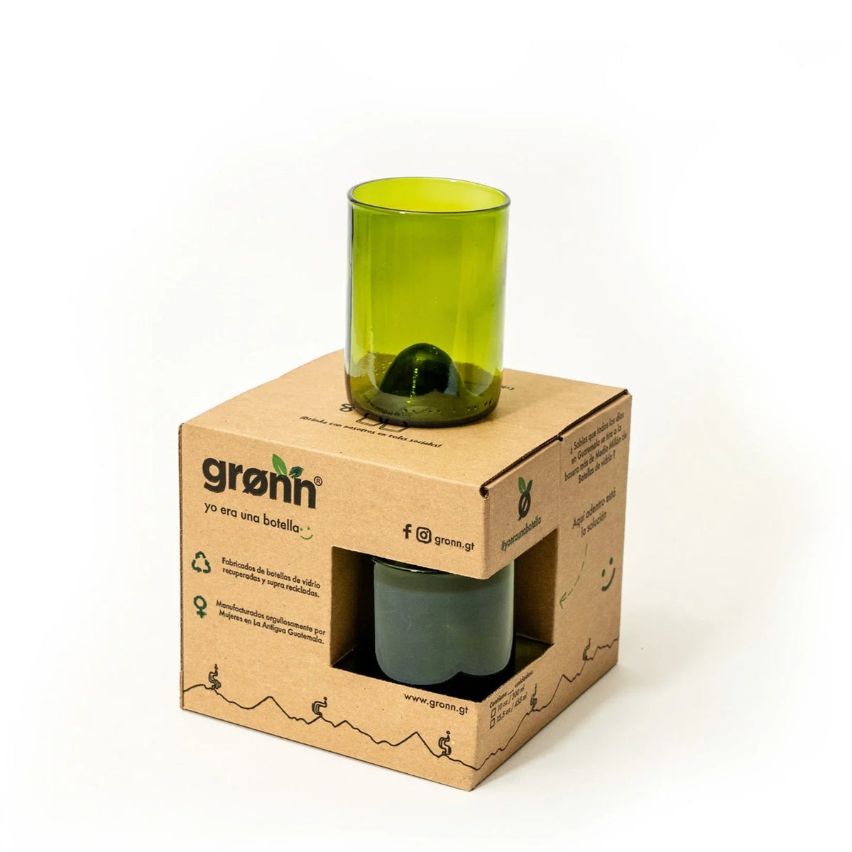 Reclaimed Olive Glass Short Tumblers – Set of 4 In box
