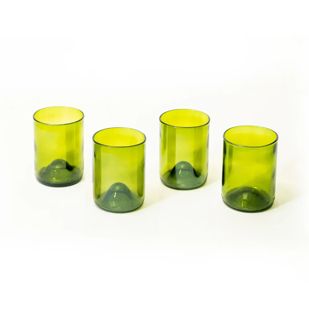 Reclaimed Olive Glass Short Tumblers – Set of 4 In set 