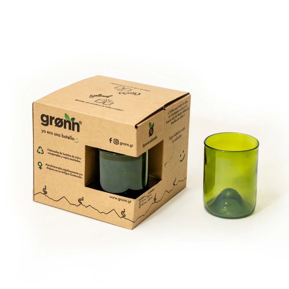 Reclaimed Olive Glass Short Tumblers – Set of 4 glass short