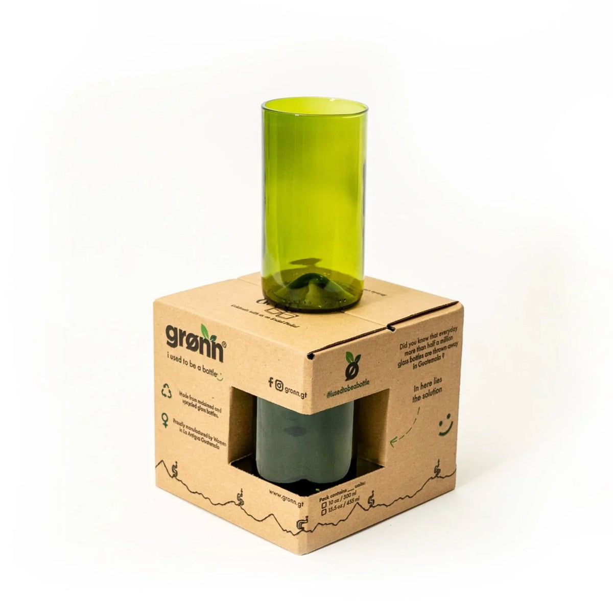 Reclaimed Olive Glass Tall Tumblers – Set of 4 In box