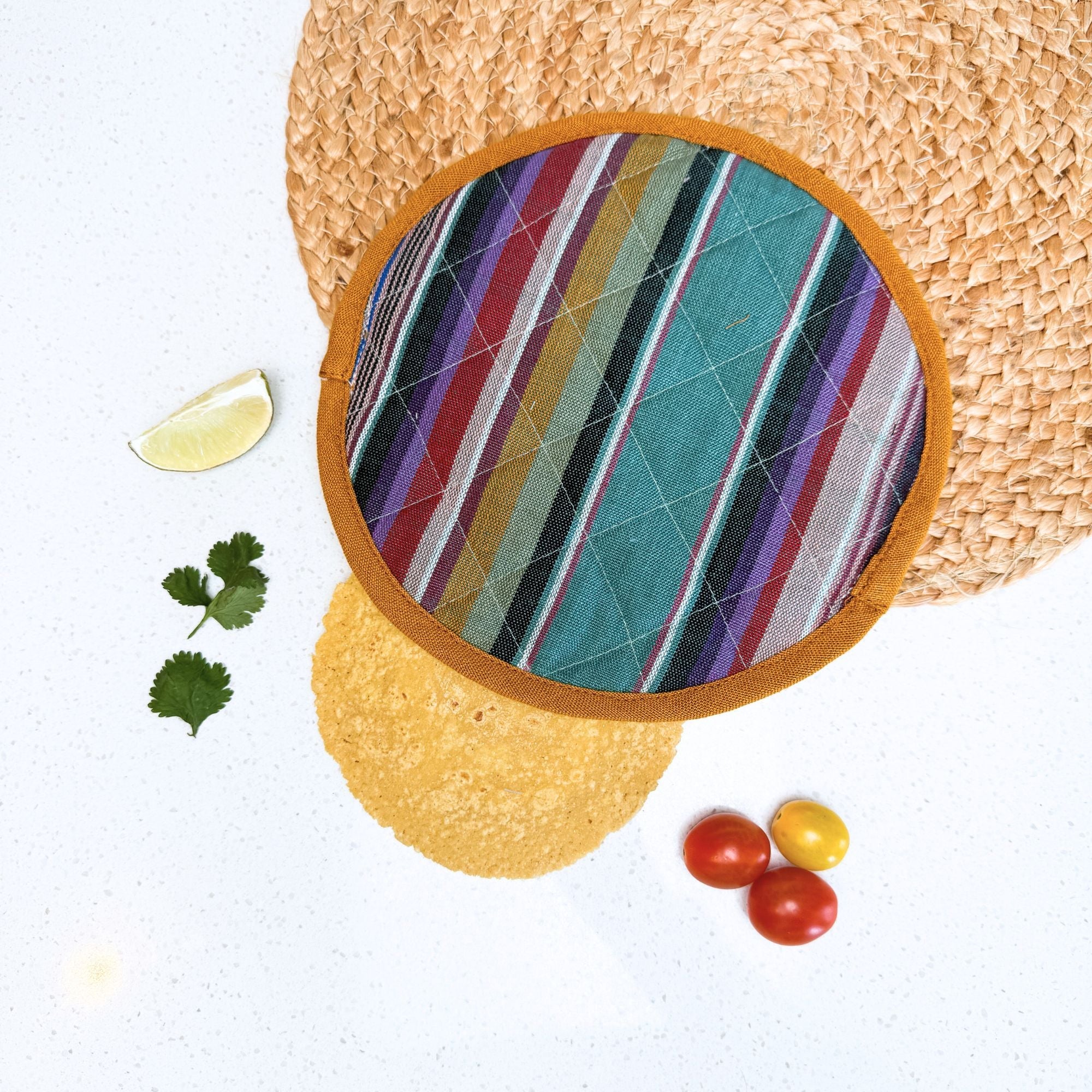 Small Tortilla Warmer Azure On Table 