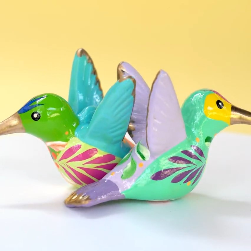 Hummingbird Confetti Ceramic Ornament