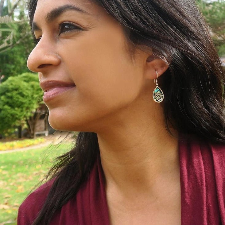 Abalone Lotus Earrings - Alternatives Global Marketplace