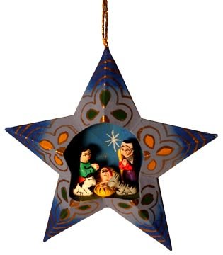 Handpainted Star Nativity Ornament