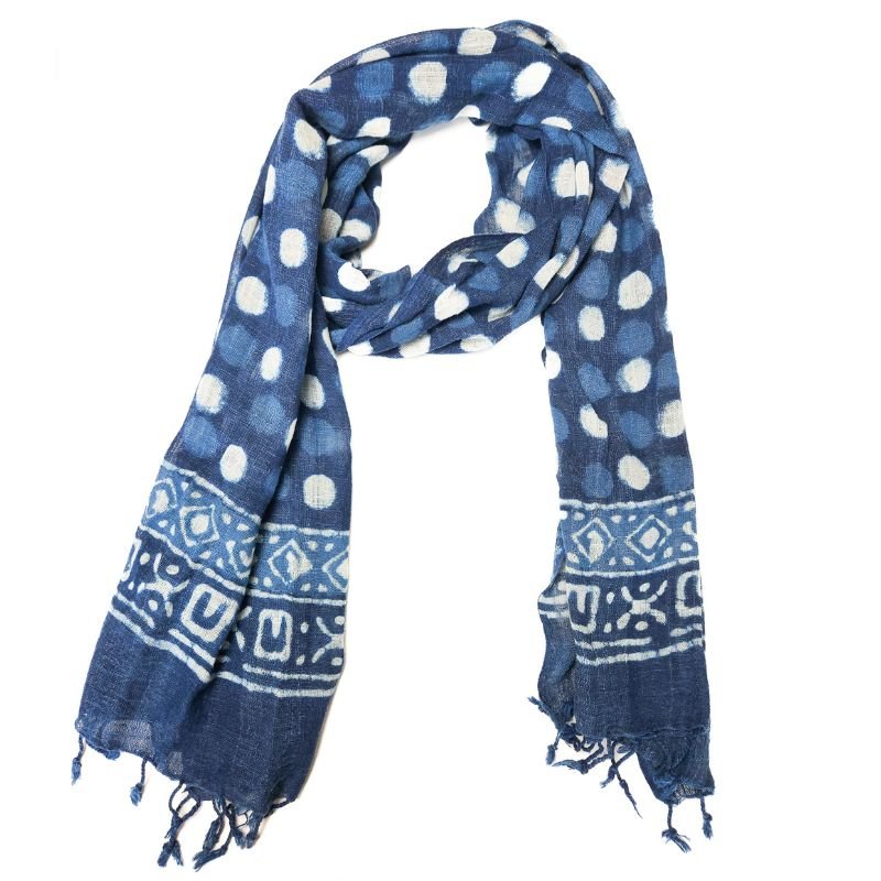 Handwoven Indigo Cotton Scarf - Alternatives Global Marketplace