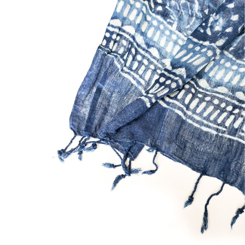 Handwoven Indigo Cotton Scarf - Alternatives Global Marketplace