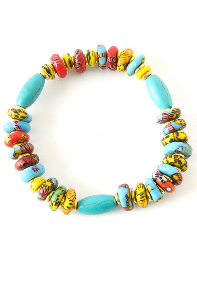 Kenyan Turquoise and Glass Bead Bracelet - Alternatives Global Marketplace
