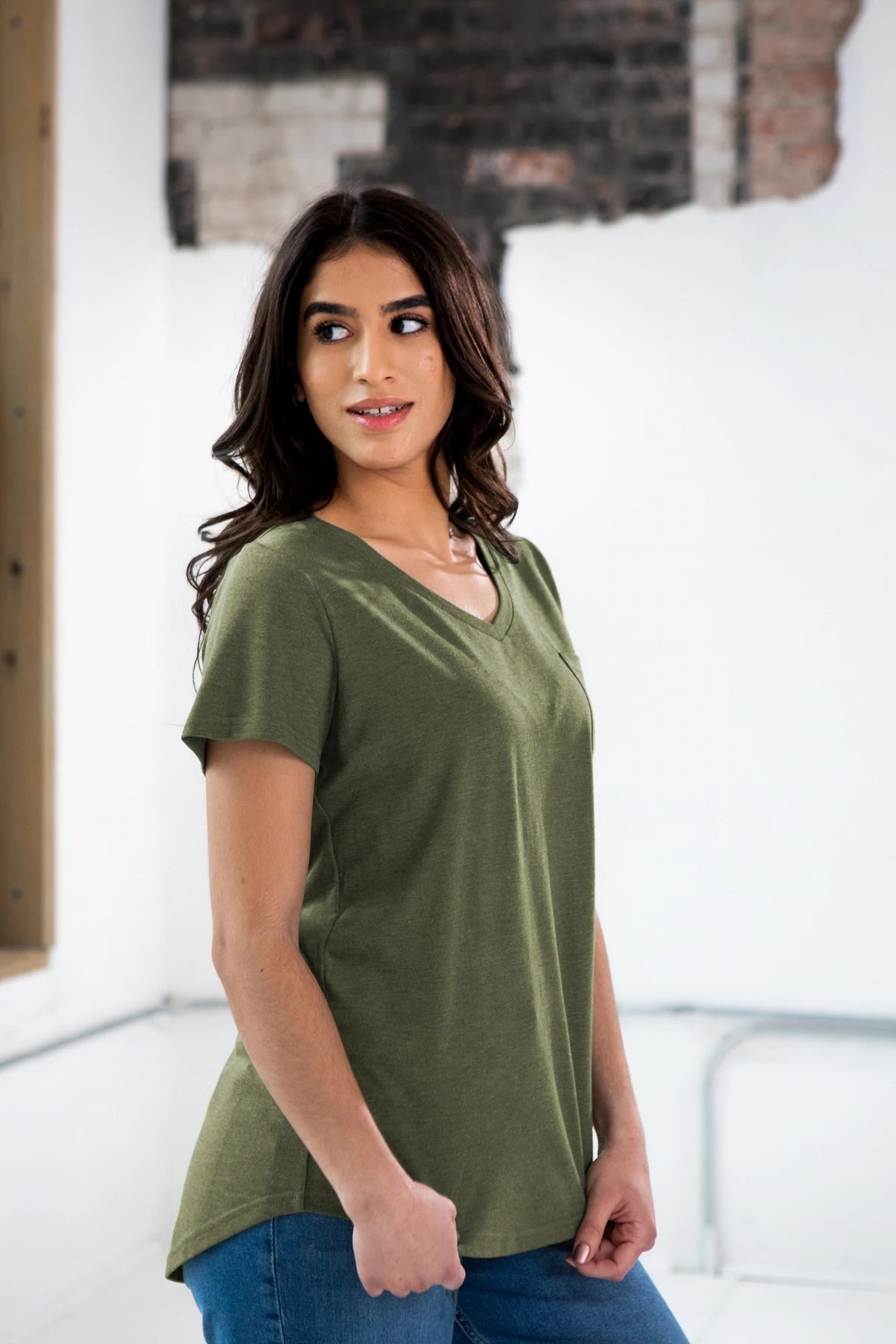 Ladies Simple V Neck Pocket T Shirt Alternatives Global Marketplace