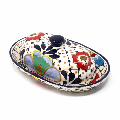 Mexican Pottery Butter Dish - Flowers - Alternatives Global Marketplace