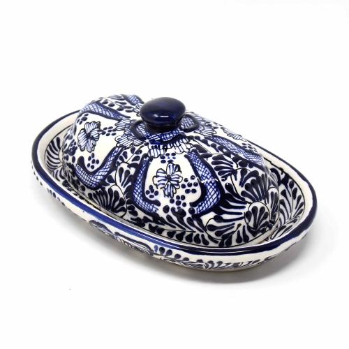 Mexican Pottery Butter Dish - Indigo - Alternatives Global Marketplace