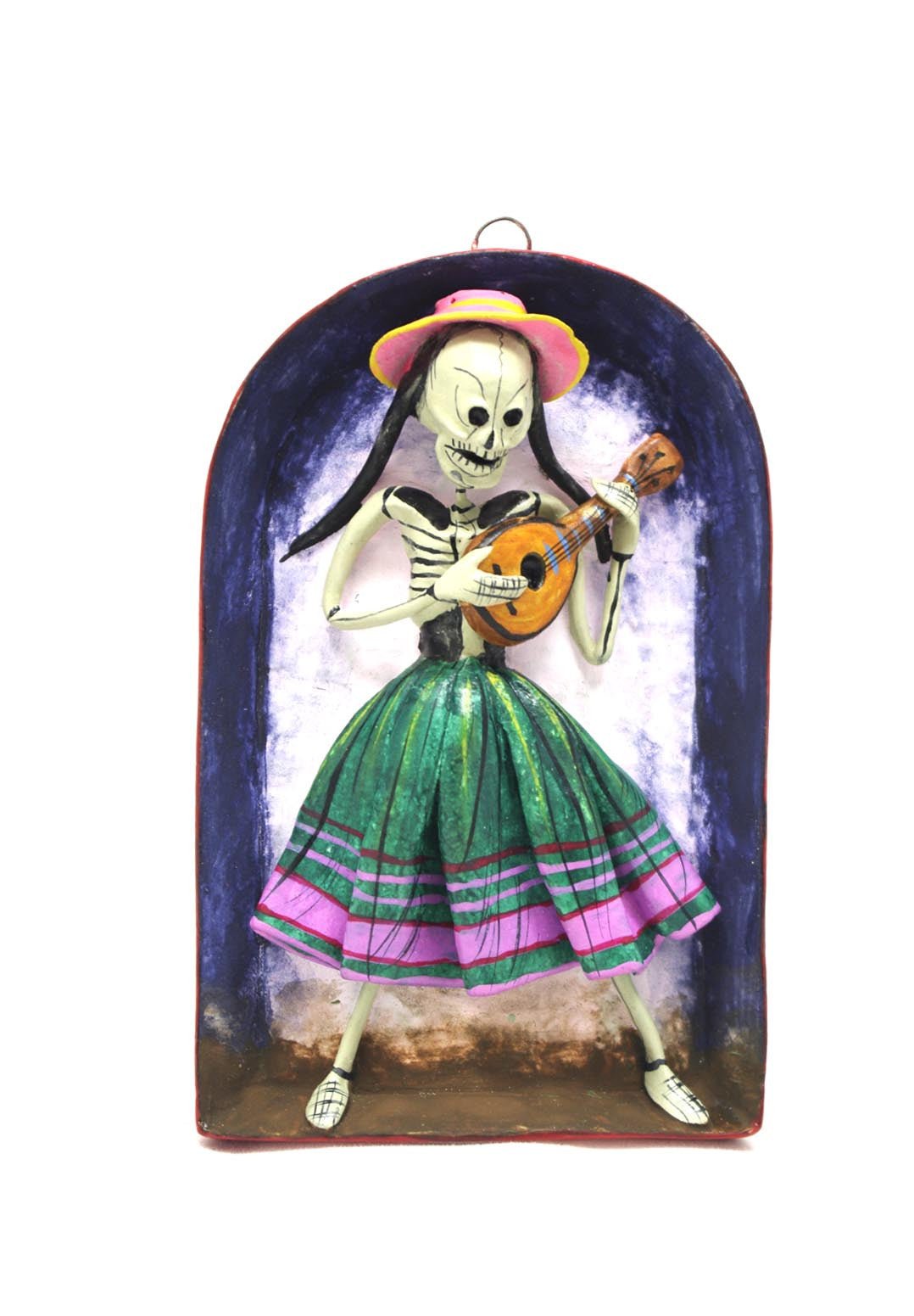 Musician Skeleton Day of Dead Wall Retablo - Alternatives Global Marketplace