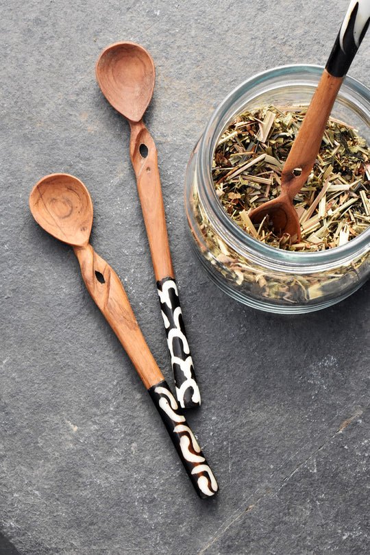 Olive Wood Twisted Sugar Spoon - Alternatives Global Marketplace