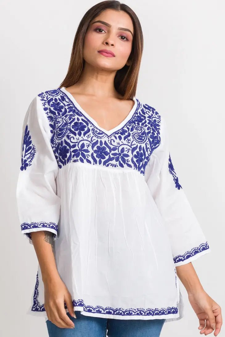 Ramani Navy Embroidered Top - Alternatives Global Marketplace