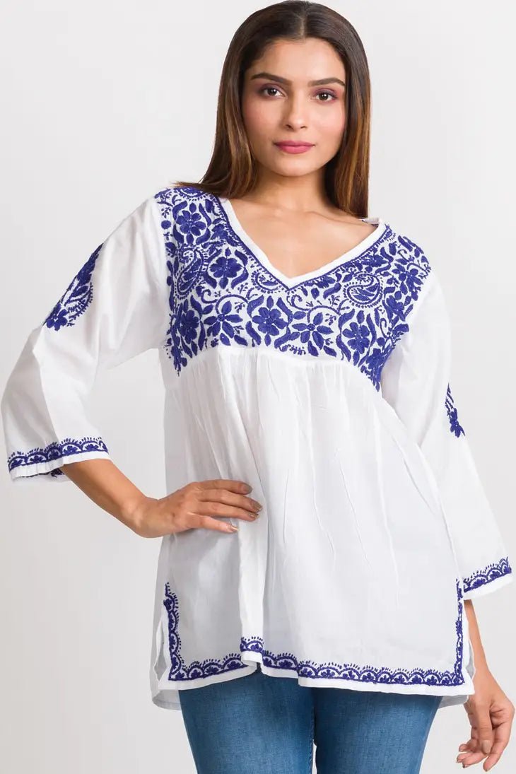 Ramani Navy Embroidered Top - Alternatives Global Marketplace