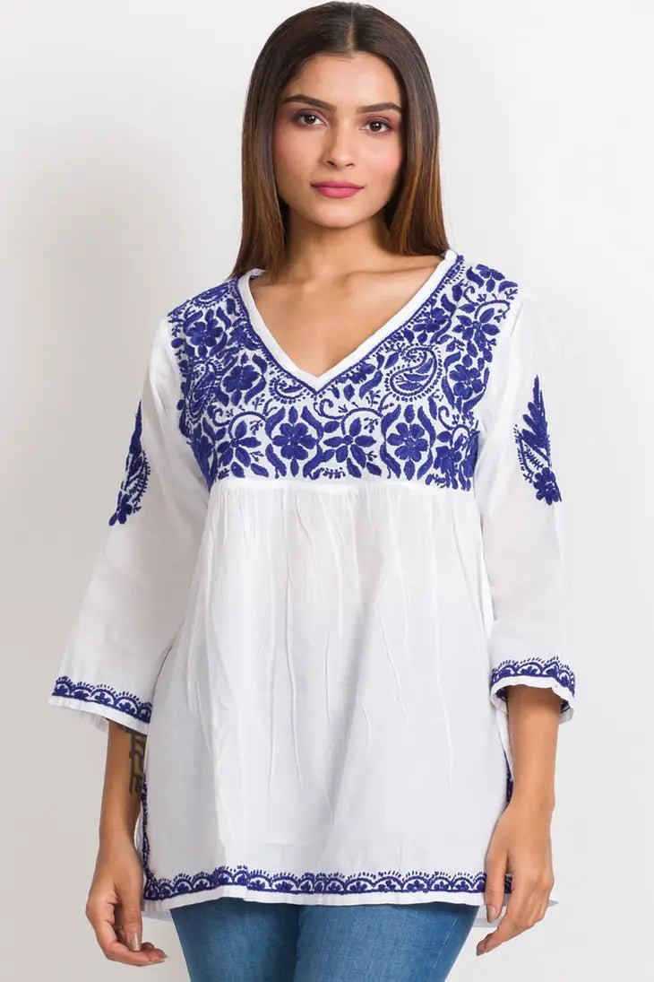 Ramani Navy Embroidered Top - Alternatives Global Marketplace