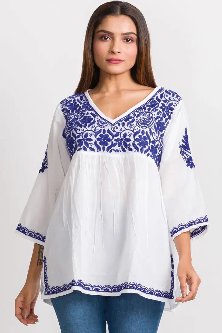 Ramani Navy Embroidered Top - Alternatives Global Marketplace