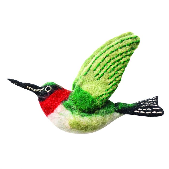 Ruby-Throated Hummingbird Felt Ornament - Alternatives Global Marketplace
