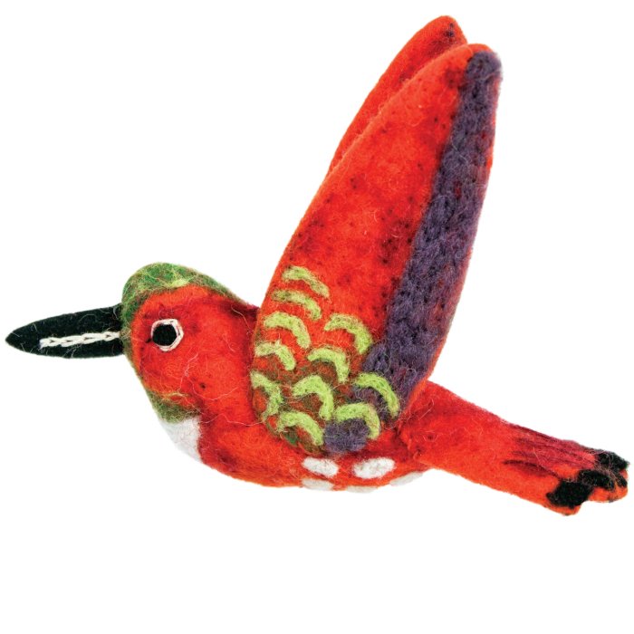 Rufous Hummingbird Felt Ornament - Alternatives Global Marketplace