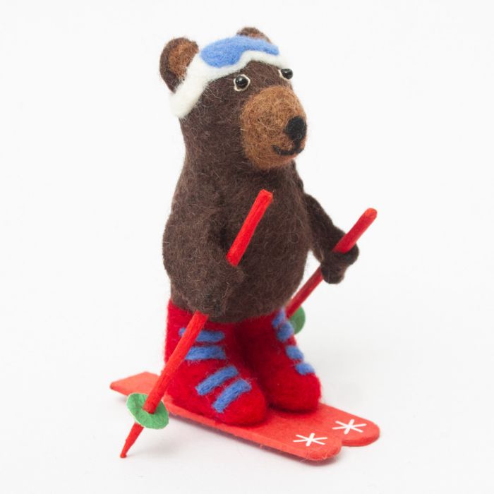 Skiing Bear Felt Ornament - Alternatives Global Marketplace