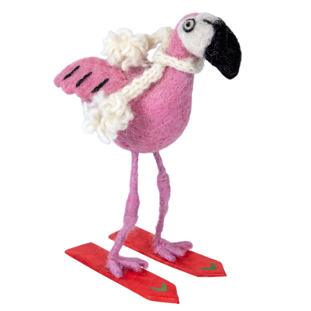 Skiing Flamingo Felt Ornament - Alternatives Global Marketplace