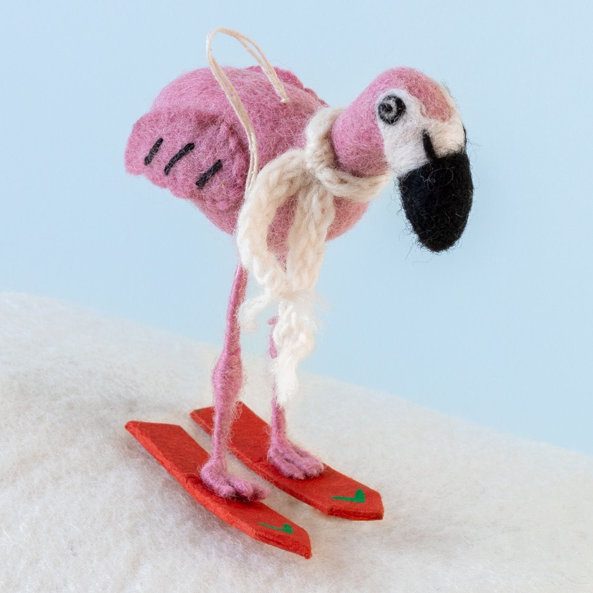 Skiing Flamingo Felt Ornament - Alternatives Global Marketplace